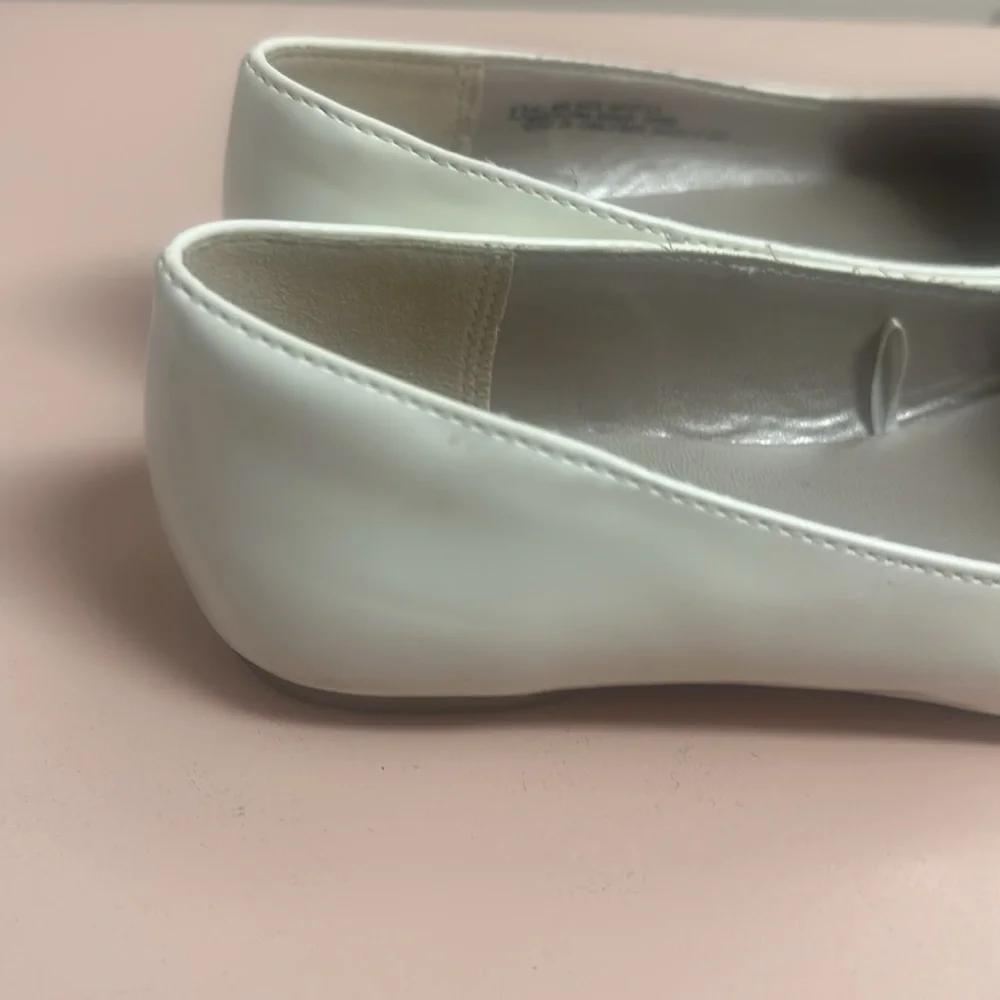 Kids White Glitter Cap Toe Ballet Flats Dress Shoes SZ 13